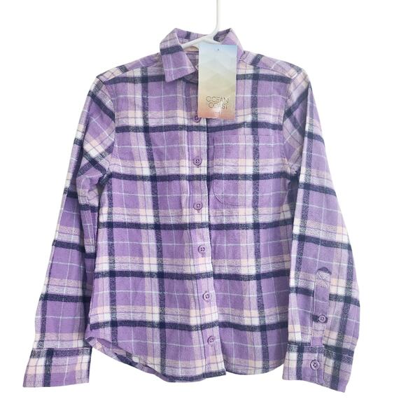 5 New purple plaid button down shirt - Picture 1 of 3